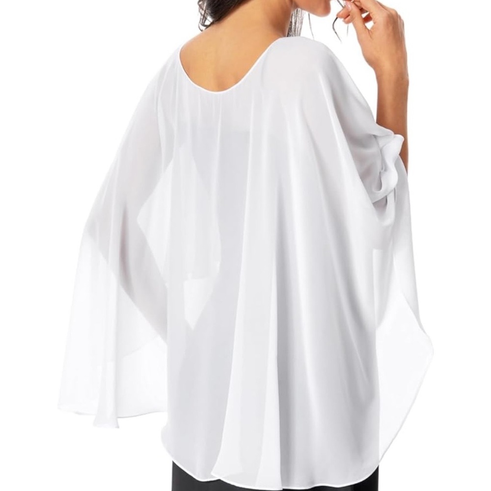 Sheer white cape, shawl, wrap (bridal) - Picture 2 of 3